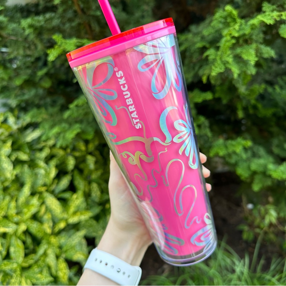 Starbucks Color-Change Pink Silver Plastic Holiday Collectible Cold Cup Tumbler